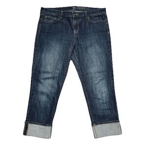 Gap Straight Cuff Crop Capri Jeans 12/31 (34x23) Dark Wash Blue Denim Womens